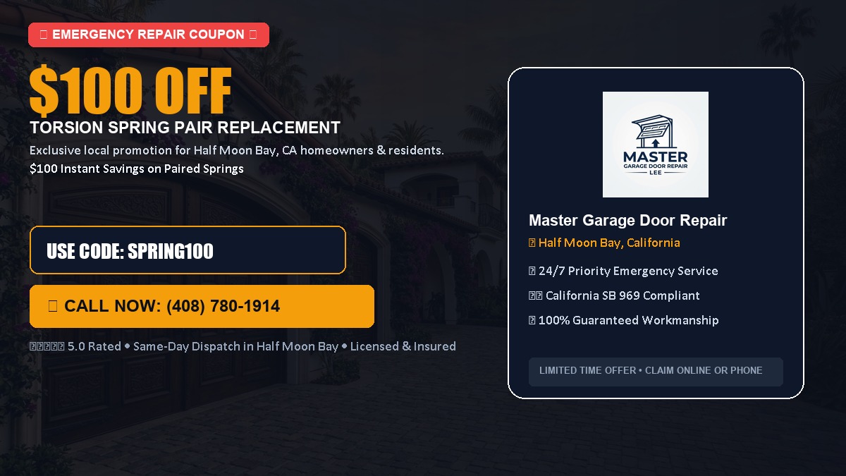$100 OFF Heavy-Duty Torsion Spring Pair Replacement in Half Moon Bay, CA